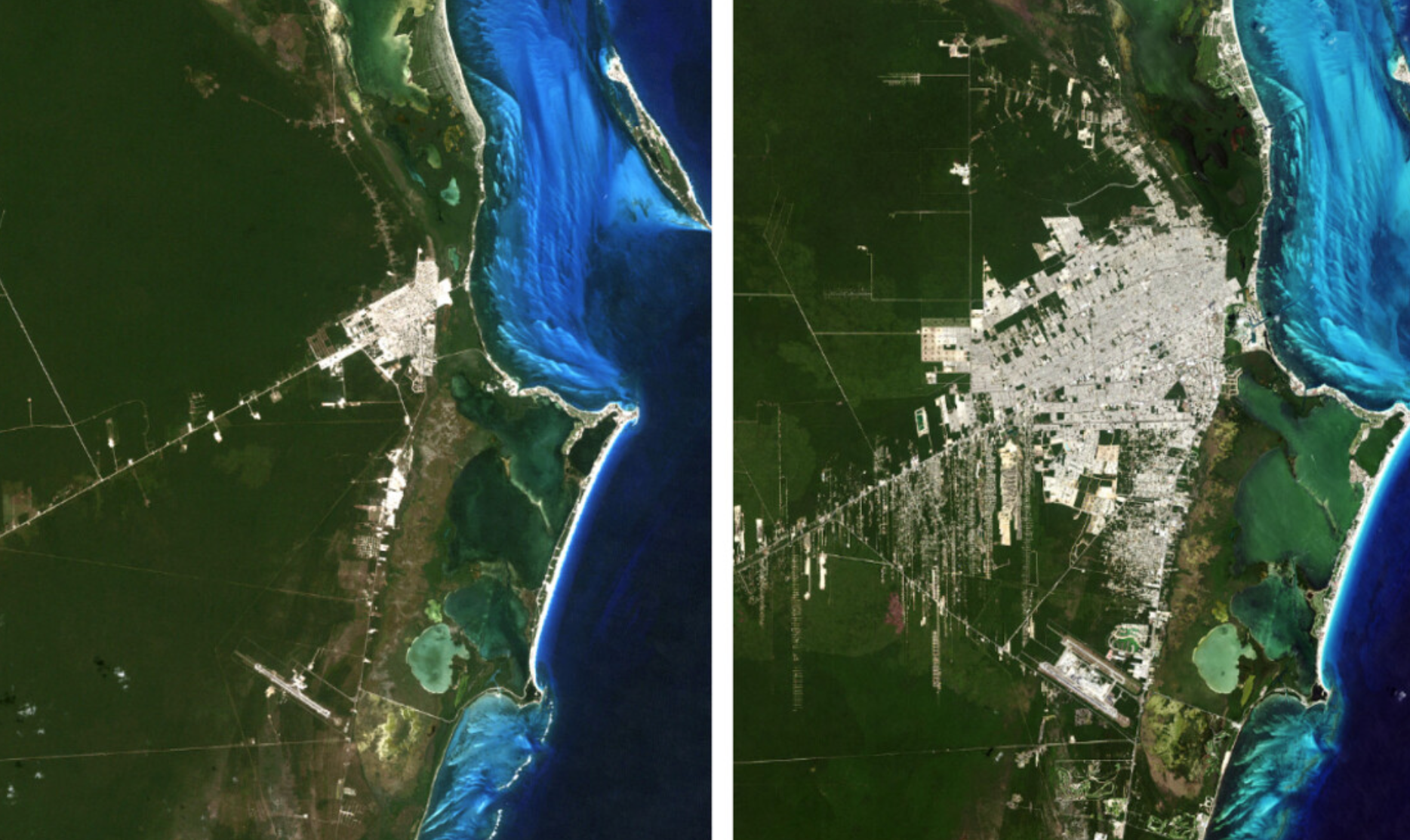 NASA da a conocer el antes y después de la zona turística de Cancún